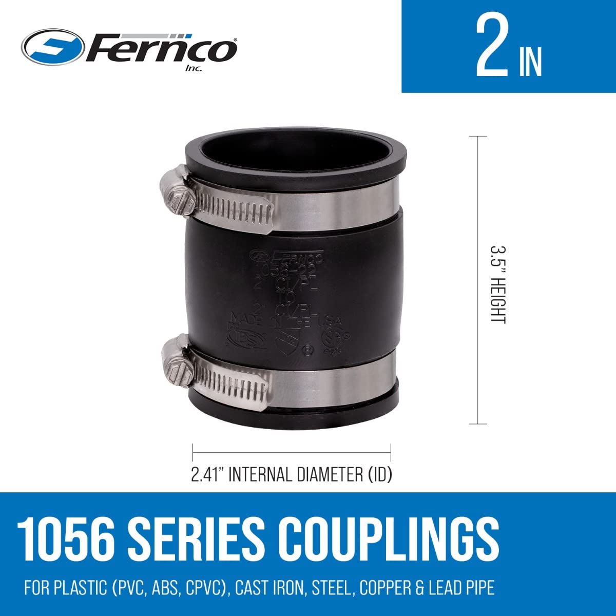 Amazon.com: Fernco 1056-22 2-in. Flexible PVC Pipe Coupling for